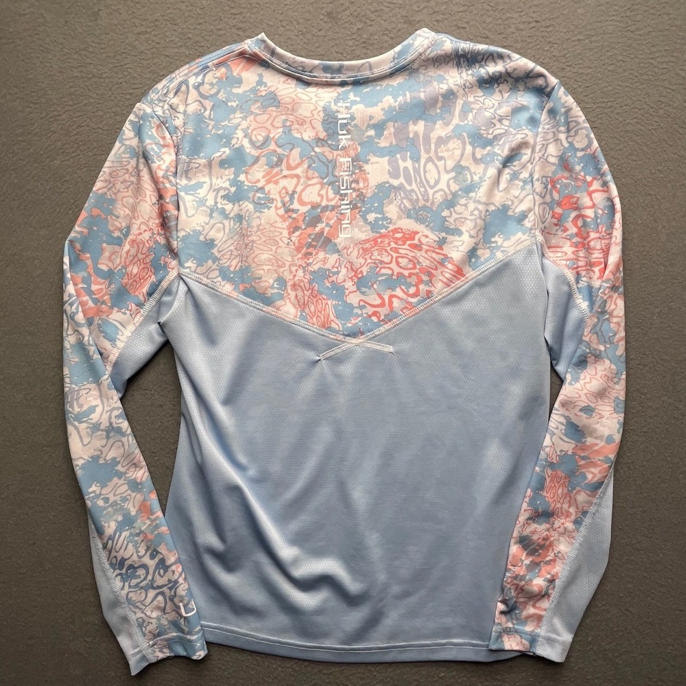 Huk Women Fishing Shirt Blue Coral Camo Polyester Small Performance Long Sleeve - Picture 5 of 8